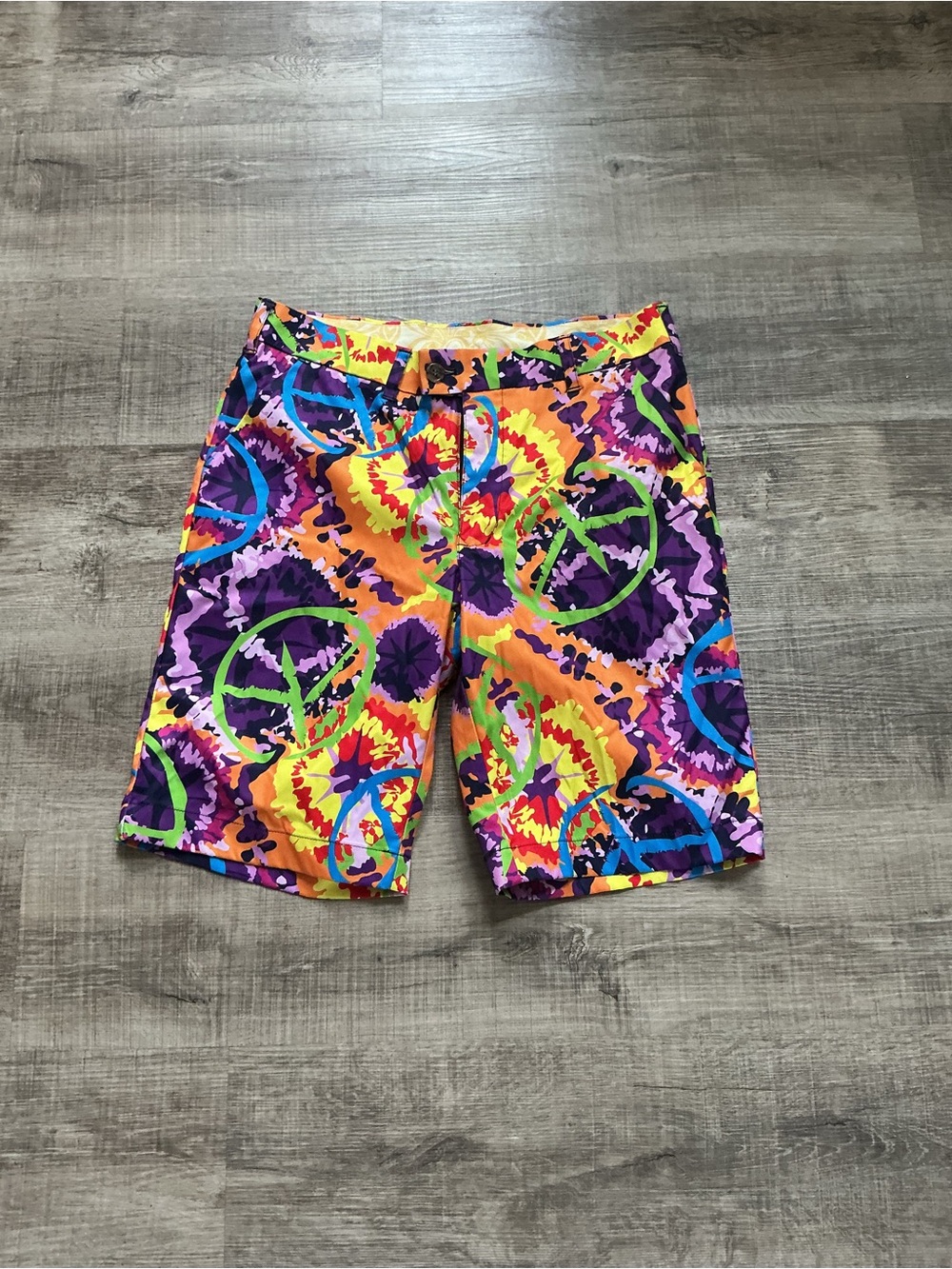 LoudMouth Golf Shorts Heritage Peace Splash Psychedelic 11" Inseam  Men Size 32